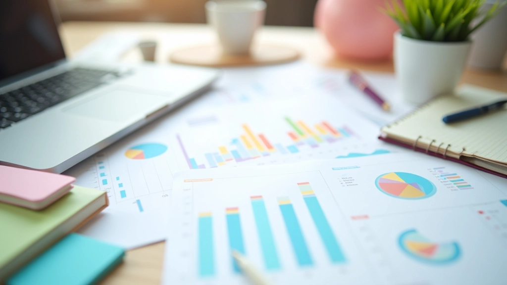 Bunte Grafik mit Finanzwörtern auf Papierhintergrund, Visualisierung von Finanzkonzepten