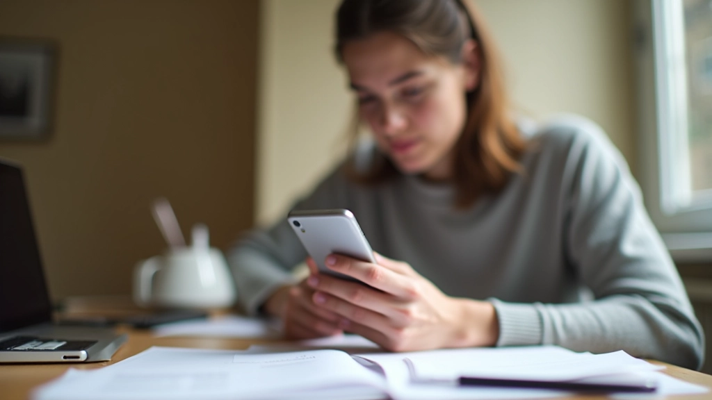 Person schaut auf Smartphone während Finanzplanung